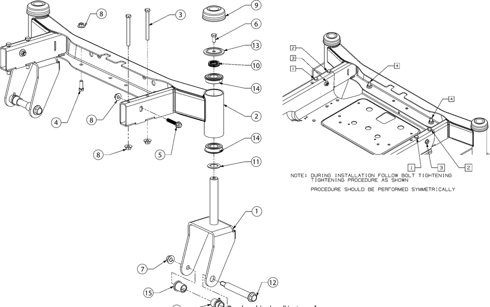 Front Axle Diagram and Parts List for RZT-L42KH (17CRCACS009)(2017) Cub Cadet Lawn Tractor